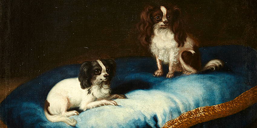 Målning av Hedvig Elonoras hundar Nespelina och Don-Don.
